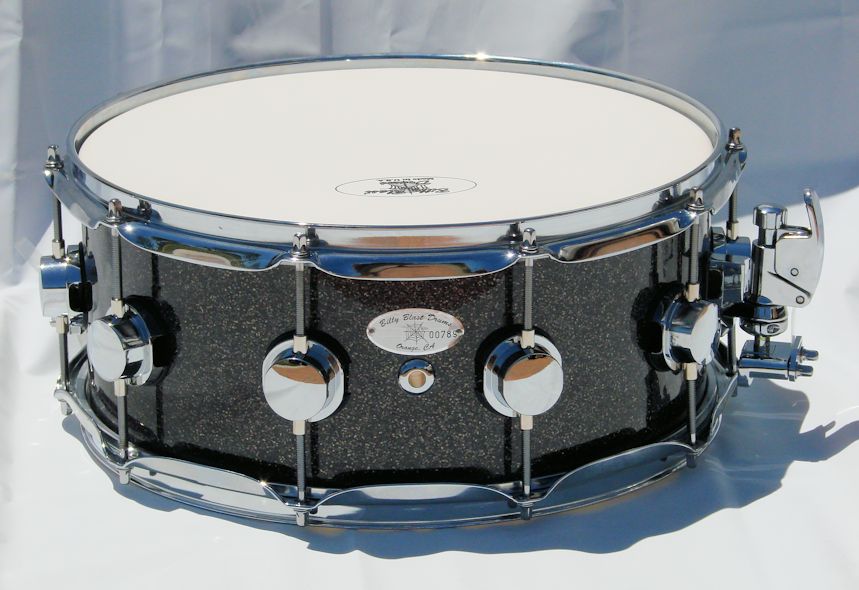 14"x6" 10ply Black Glass Glitter Snare Drum